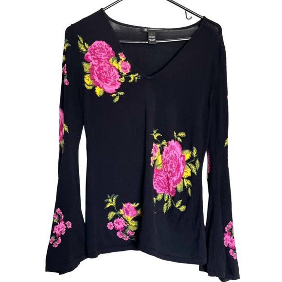Y2K INC International Flare Sleeve V Neck Blouse Whimsygoth Grunge Dark Fairy S - Picture 1 of 9